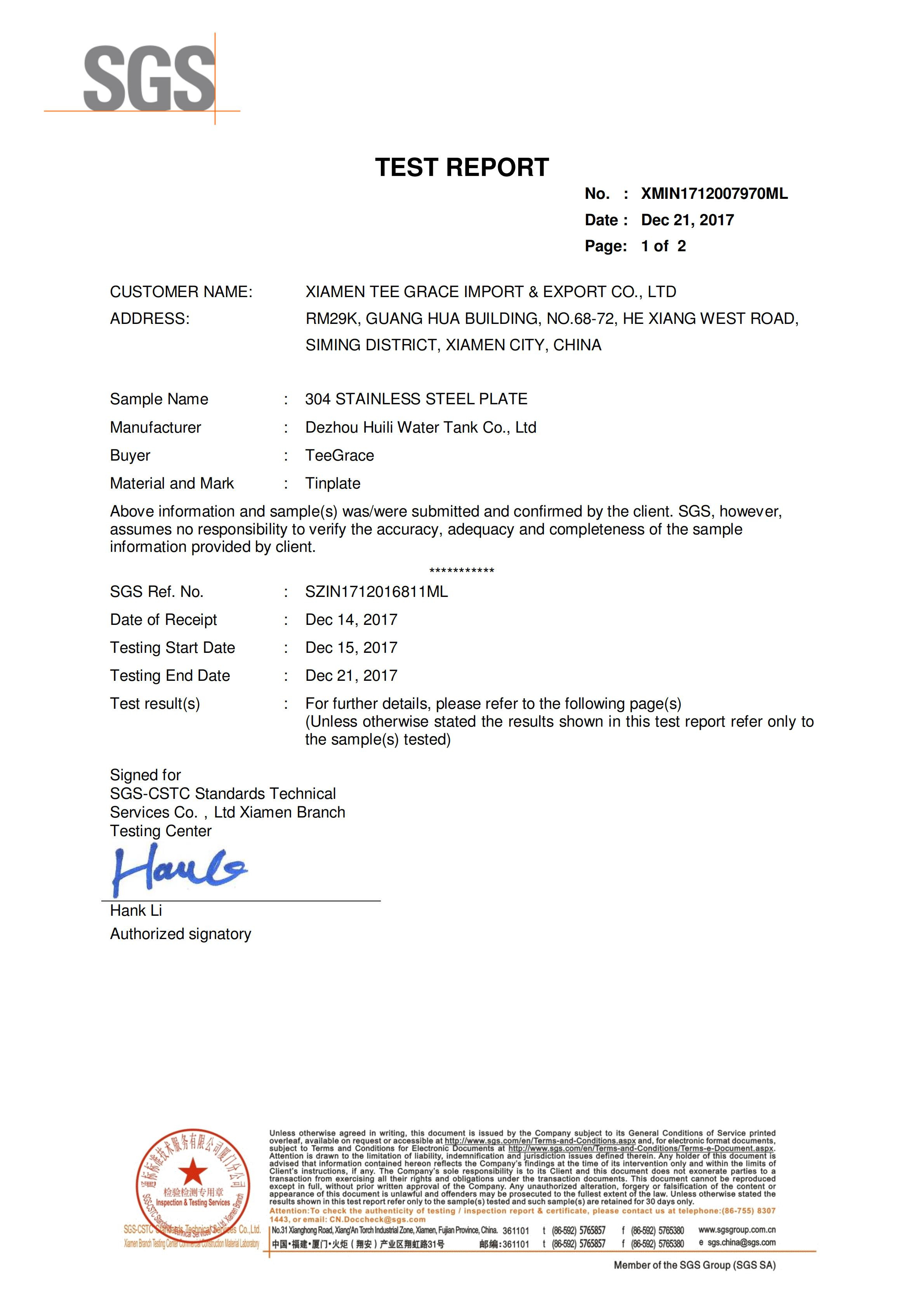 SGS Material Content testing report (1) SGS Material Content testing report