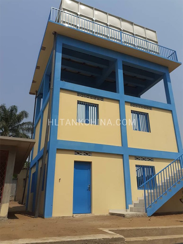Elevated GRP water tank in Democratic Republic of the Congo