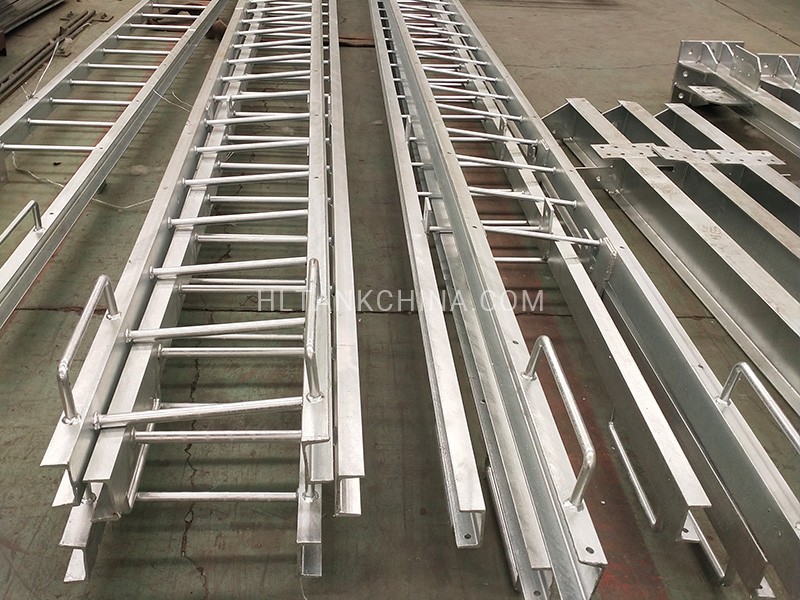 Elevated steel tower ladder