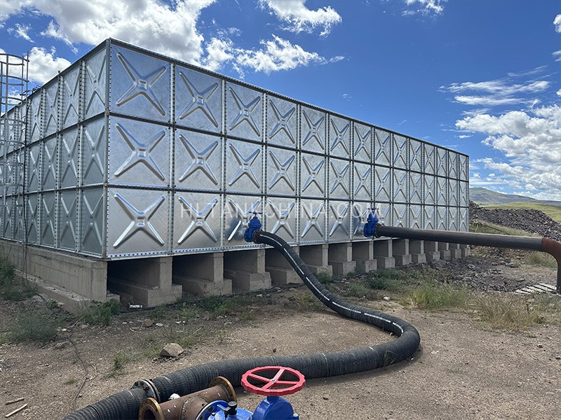 Pressed steel (HDG) sectional water tank with partition