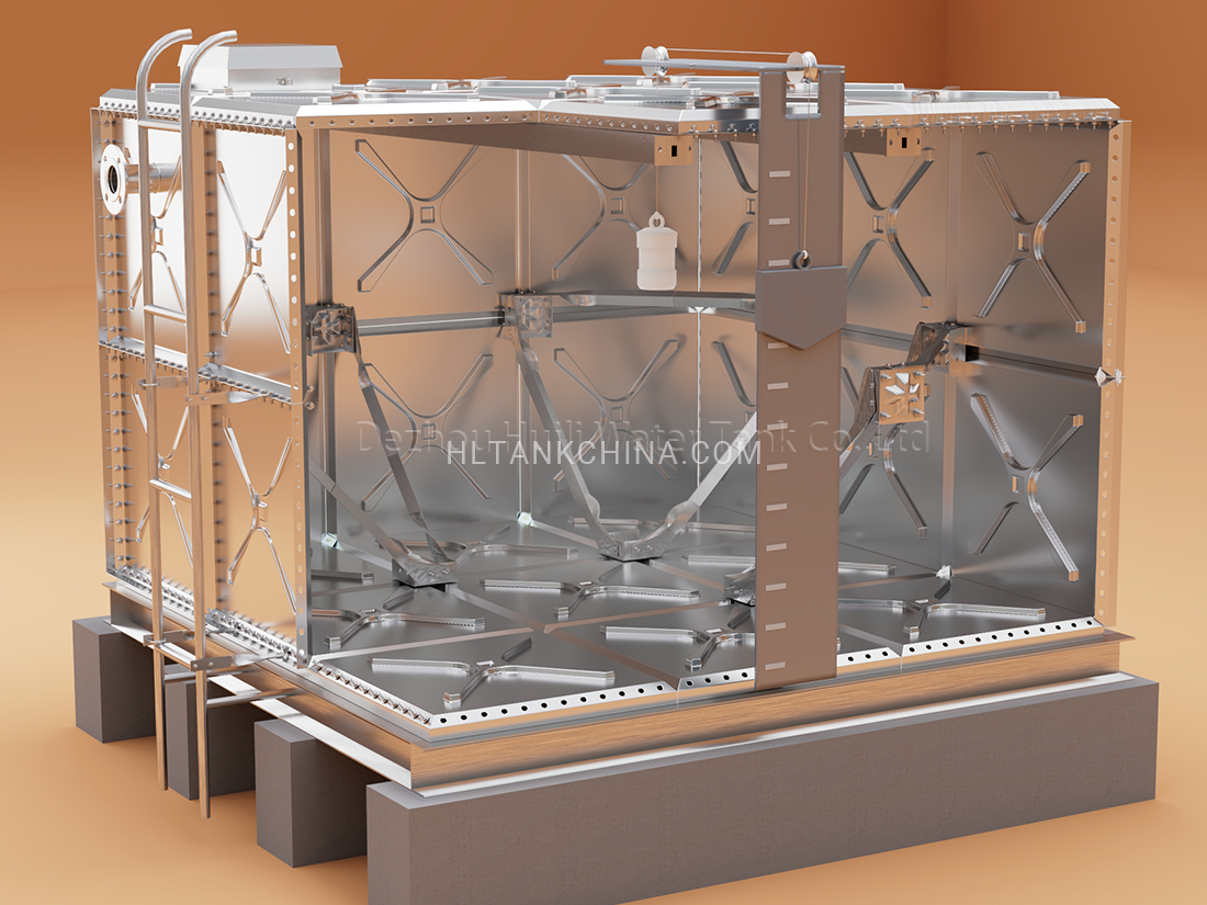 British Standard 1564 HDG pressed steel sectional panel rectangular water tank