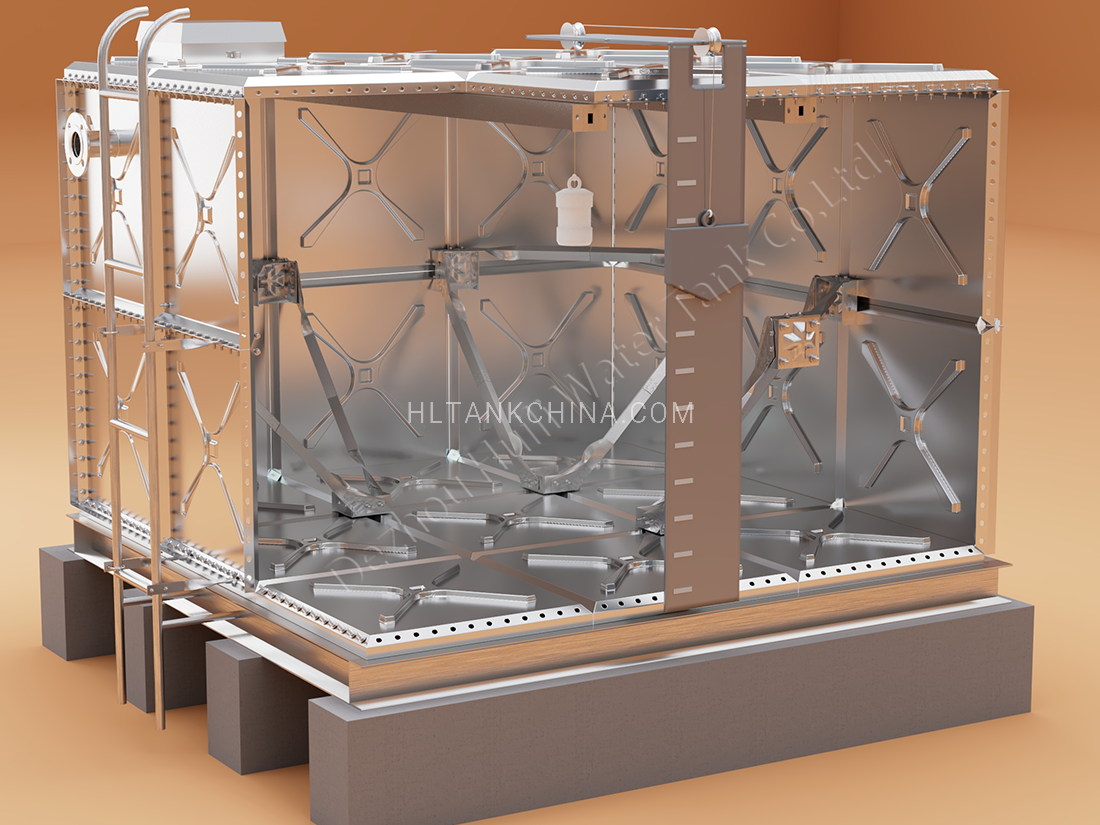 Pressed steel sectional rectangular panel water tank