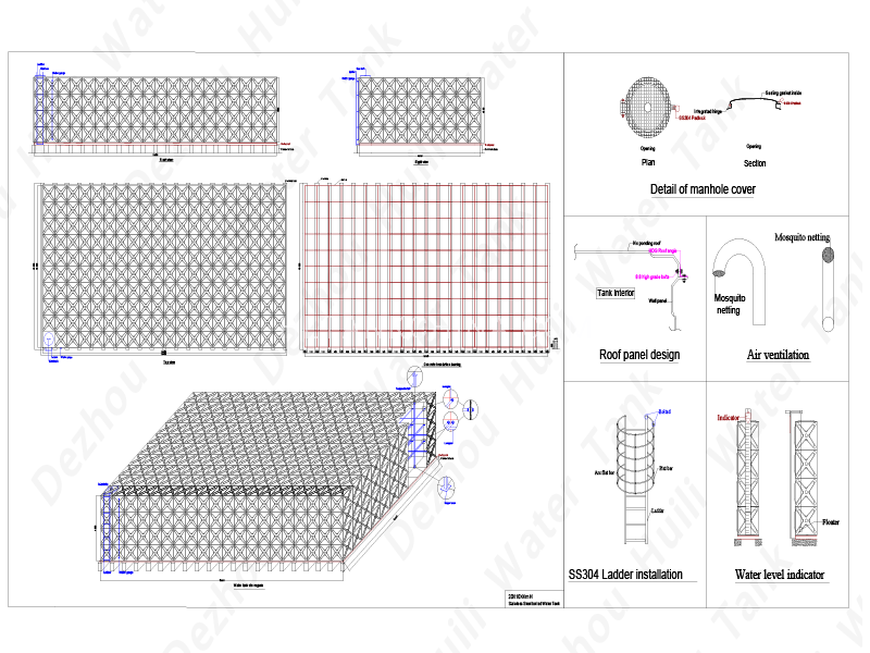 Stainless steel water tank drawing