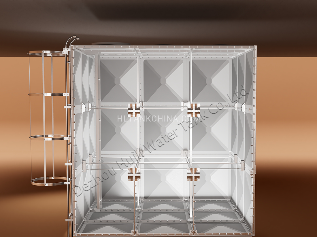 Modular SMC panel water tank with bottom panel inverted installation