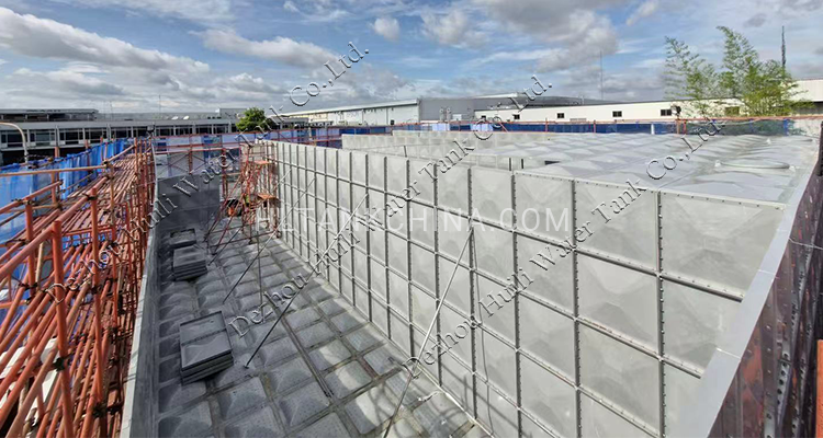 GRP panel sectional water tank EPSON project in Indonesia