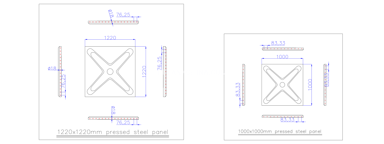 1220x1220mm and 1000x1000mm pressed steel water tank panel sizes 1220x1220mm and 1000x1000mm pressed steel water tank panel sizes
