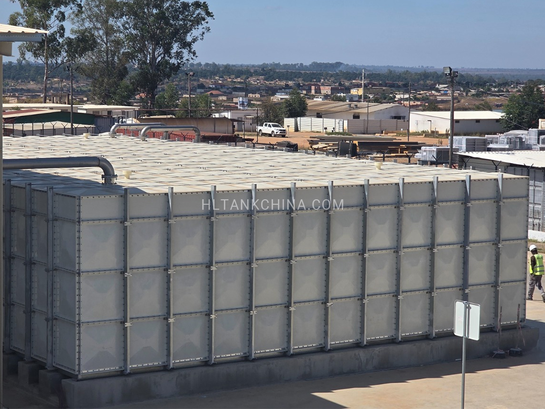 FRP modular sectional panel water tank project in Angola