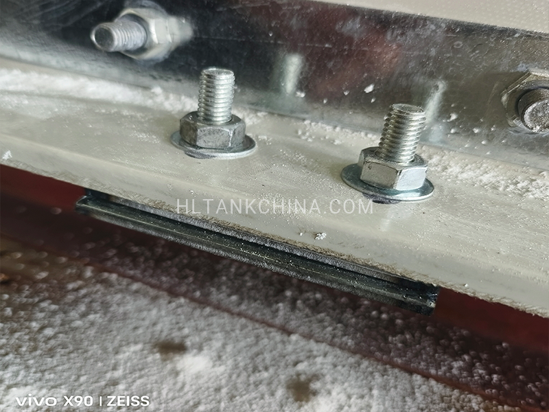 Fixing plate used between C-channel and FRP water tank bottom panel FRP water tank bottom panel drilling holes