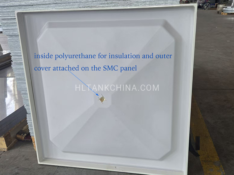 SMC water tank panel with polyurethane insulation layer and outer cover